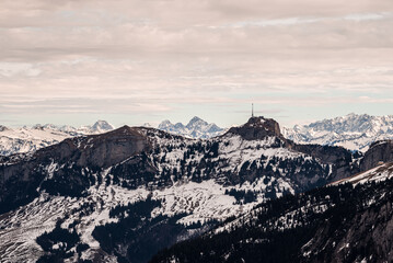Fototapeta na wymiar Swiss mountain - monumental rock formations in the Alps