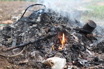 burning plastic waste, in residential areas