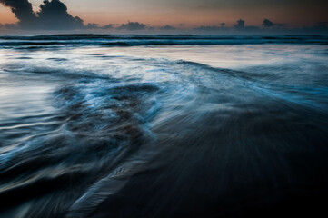 beautiful dawn at sea with clouds in Arroio do Sal ,brazil 