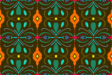 Vector seamless ethnic pattern. Tribal and geometric motifs. Vintage decorative ornament element texture print for textile, fabric, paper, tile, wallpaper background or web design illustration.