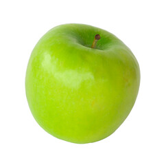 Closeup single green apple with clipping path.