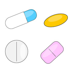 Pills, great design for any purposes. Medical treatment. Vector illustration. stock image.
