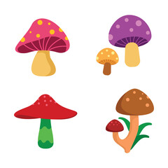 Colorful Flat Flowers Illustration Natural Object