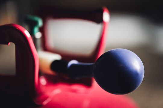 Selective Focus On Edge Of An Inflatable Balloon Attached To A Helium Canister.