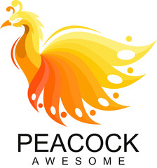 peacock bird character mascot logo