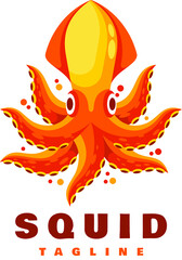 squid cartoon character mascot logo