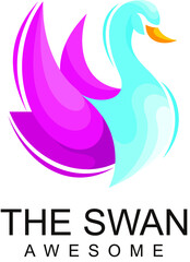 Obraz premium swan colorful character mascot logo