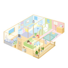 生活　家の間取り　部屋　上から見た部屋　平屋
