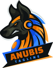 anubis head character mascot logo