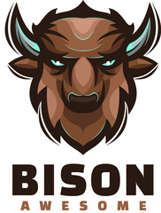 bison head character mascot logo