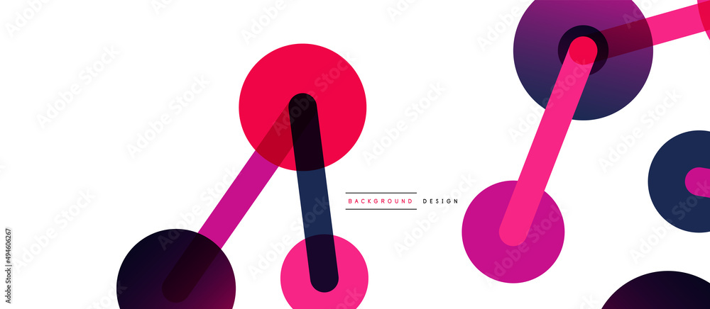 Poster line points connections geometric abstract background. circles connected by lines. trendy techno bus