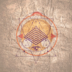Mystical vintage gothic geometry thin lines symbol