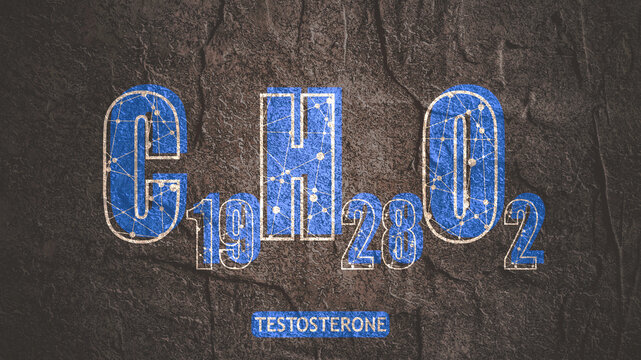 Chemical molecular formula of human hormone testosterone.