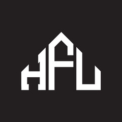 HFU letter logo design on Black background. HFU creative initials letter logo concept. HFU letter design. 