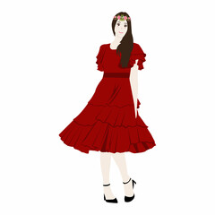 Girl wear beautiful dress for bridesmaids