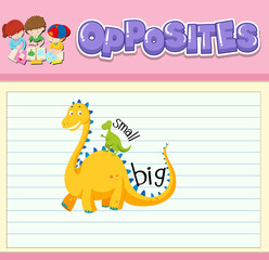 Education word card of English opposites word