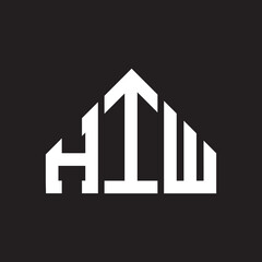 HIW letter logo design on Black background. HIW creative initials letter logo concept. HIW letter design. 