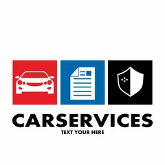 Car services vector logo template. This design use car, document and shield symbol. Suitable for transportation.