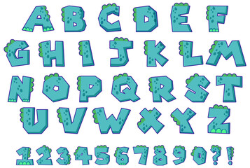 Font design for english alphabets in blue