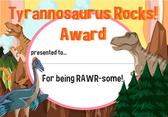 Certificate template with dinosaur
