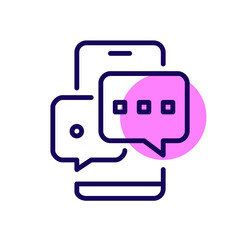 Chatting on a smartphone. Pixel perfect, editable stroke icon