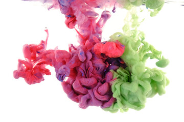 Obraz premium 水中に広がるカラフルな絵具