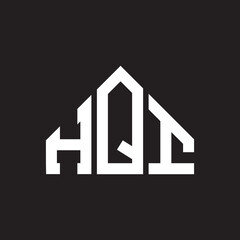 HQI letter logo design on Black background. HQI creative initials letter logo concept. HQI letter design. 