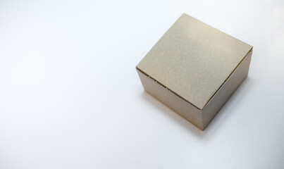 Square craft box for packing goods on white isolate.A clean place for text.