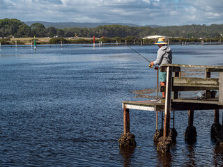 Fototapeta premium Merimbula Lake Pier Fishing