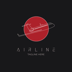 plane airline line style logo design template for brand or company and other