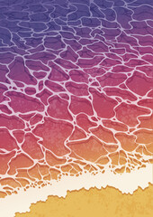 砂浜の波打ち際_サンセット（縦構図）