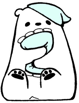 recommend clip art: 眠たげに枕をだきしめる座るしろくま