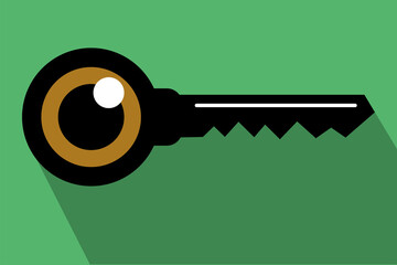 Key with one eye. Vector illustration. Master graphic. Key visual 