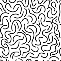 Abstract pattern of geometric shapes black on white background. A geometric wave of circles background. Vector abstract seamless pattern with a hand-drawn round spiral shape made with a brush.
