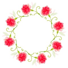 水彩手書き風のカーネーションの飾り枠素材