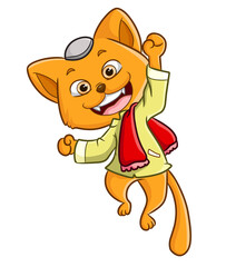 The cat with muslim cap and a red scarf