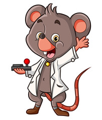 The professor mouse is doing the experiment
