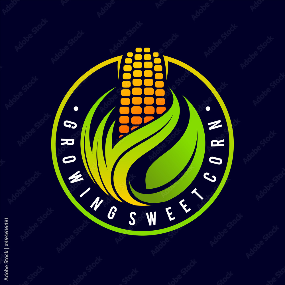 Sticker sweet corn logo with circle concept