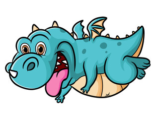 The dragon is flying with the small wing and catching something