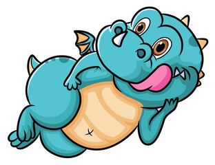 The ugly dragon with tongue out is laying down