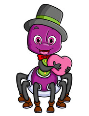 The magician spider is holding the heart doll