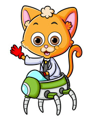 The professor kitten is trying the new robot spider