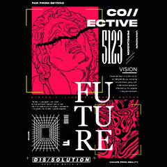 statue and geometric shapes with slogan Vector design for t-shirt graphics, banner, fashion prints, slogan tees, stickers, flyer, posters and other creative uses