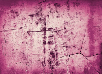 Big crack on the gray wall, abstract image of the vertical crack. Close up. Selective focus. Copy space