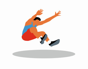 male long jump athlete, airborne isolated