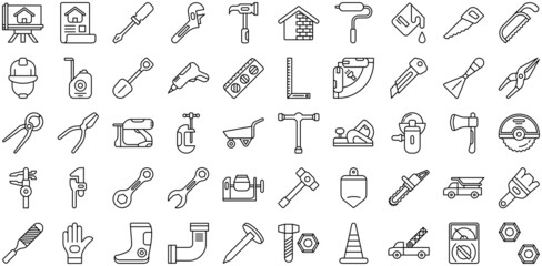 construction tools icon set