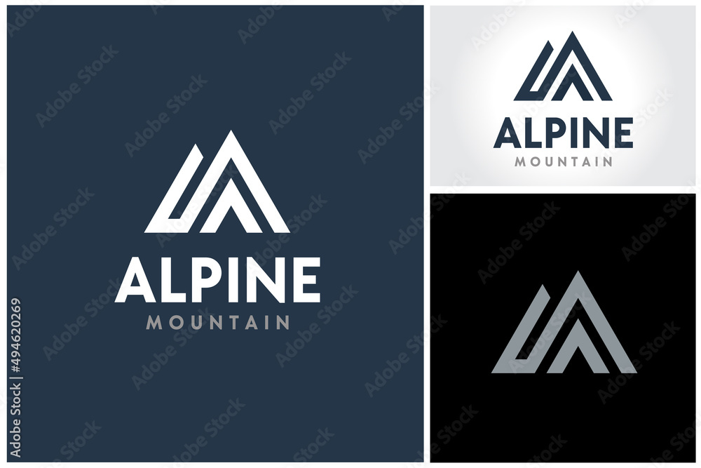 Wall mural strong simple mountain line with initial a or m for adventure outdoor gear apparel logo design - Wall murals