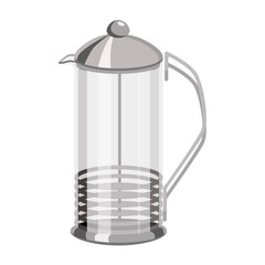 French press teapot,isolated on a white background.Vector illustration.