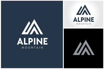 Strong Simple Mountain Line with initial A or M for Adventure Outdoor Gear Apparel logo design - obrazy, fototapety, plakaty