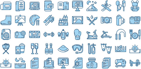 hobbies and free time icon set